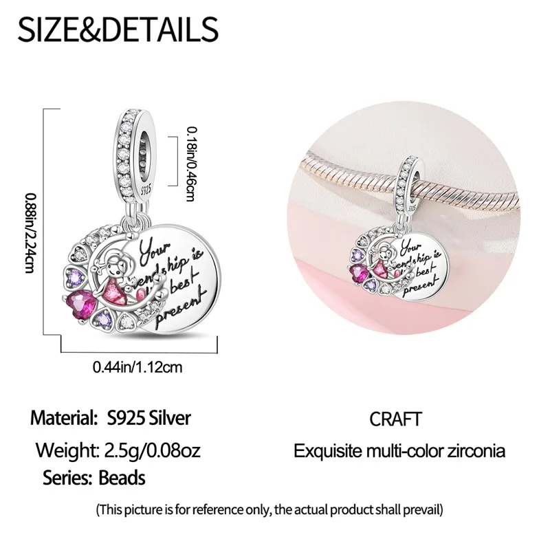 925 Sterling Silver Best Sisters Love Swing Love Forever Bead Sisters Flower Ciondoli con ciondolo Bracciale adatto Gioielli fai da te Regalo