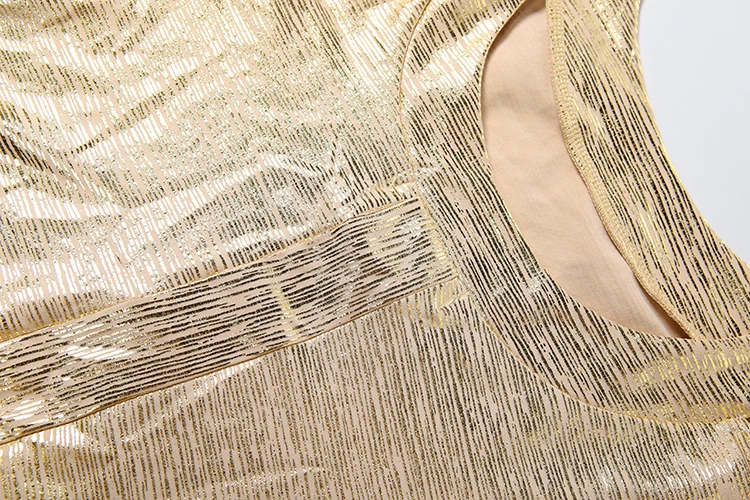 Kliou Sexy Glänzendes Goldenes Kleid Damen Sommer-Trend Tiefer Ausschnitt Rückenfreies Ärmelloses Figurbetontes Pfirsichfarbenes Hüftbetontes Mitternachts-Club-Party Mini-Bodycon-Kleid – Detail 8