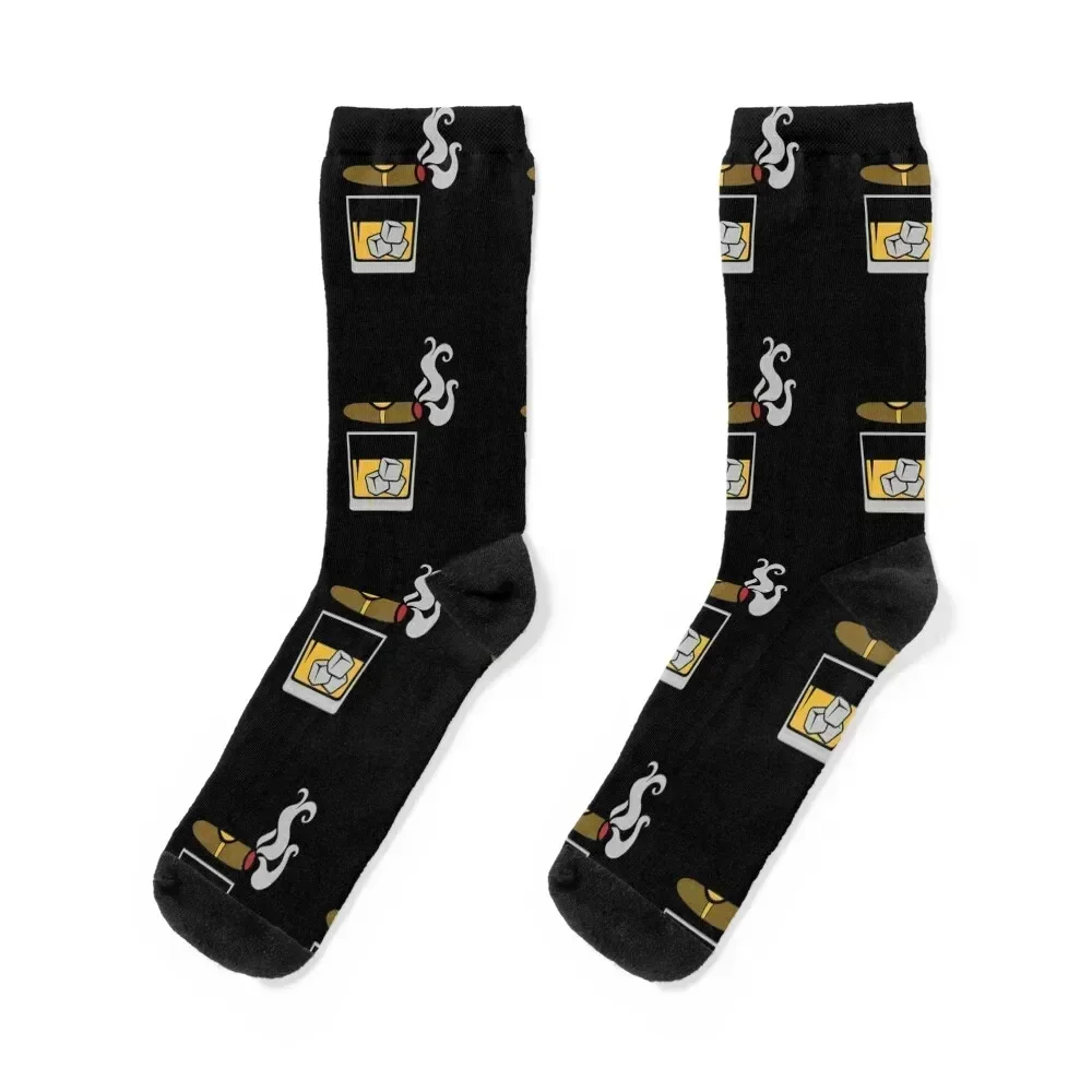 

Cigars and Whiskey Funny Socks winter thermal aesthetic floral Toe sports Male Socks Women's