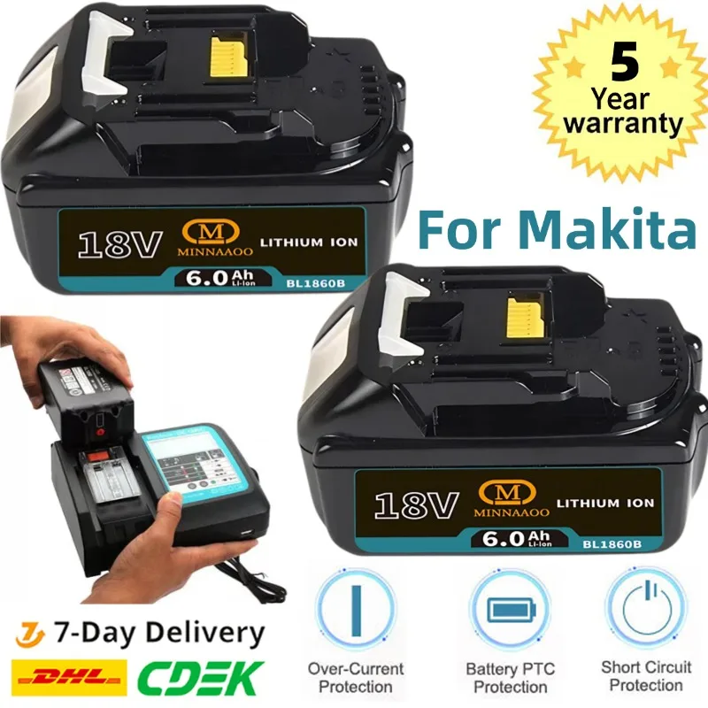 

Оригинальный аккумулятор Makita 18 В 6000 мАч Литий-ионный аккумулятор BL1860B BL1850 BL1830 LXT для электроинструмента