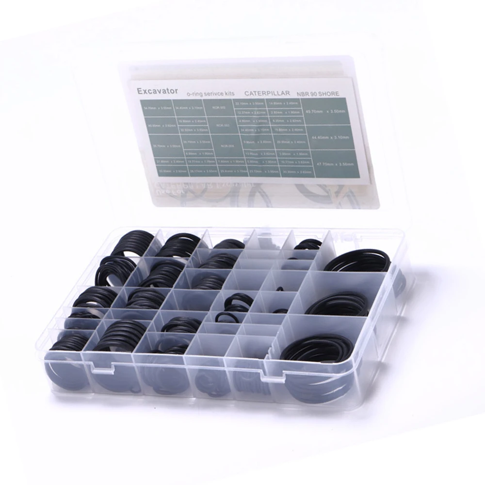 

Набор уплотнительных колец из нитрила (90 Шор), 396 шт., для гидравлических систем высокого давления, для насосов и клапанов