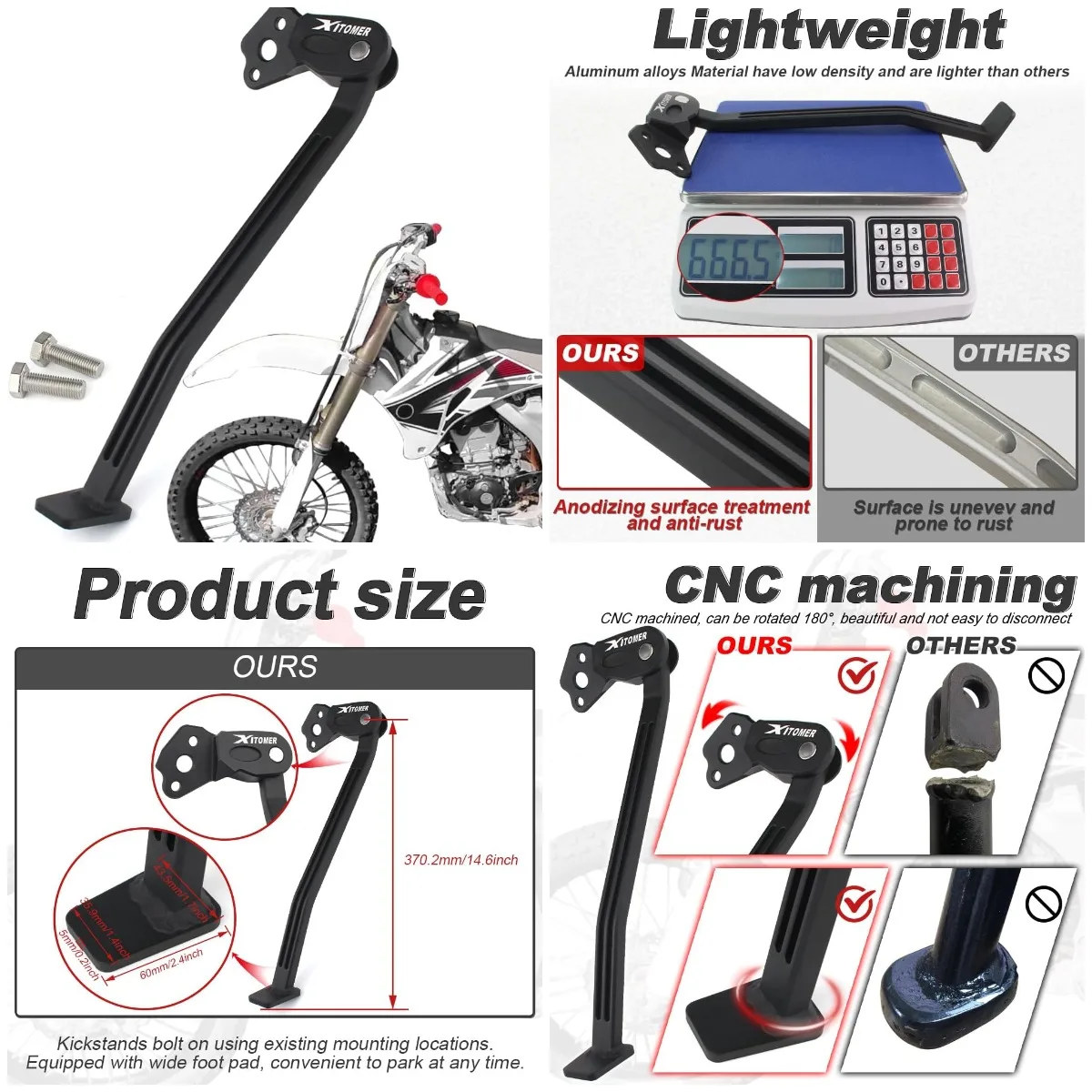 

Dirt Bike Kickstand Compatible with YZ250F YZ450F 2006 2007 2008 2009 Motorcycle Side Stand Foot Side Support