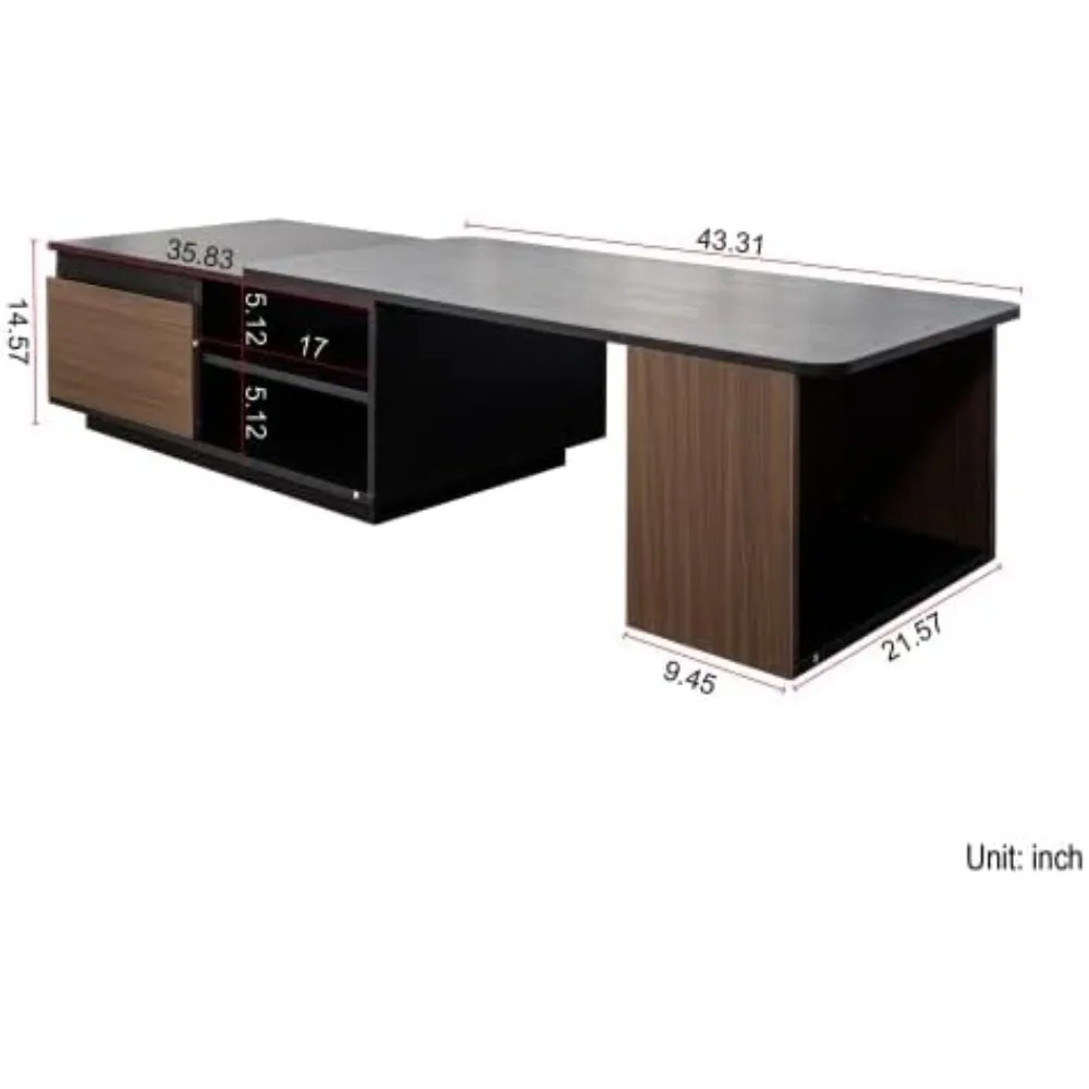 Expandable Coffee Table, Living Room Center Table, Two Storage Drawers, Large Rectangular Coffee Table, Suitable for Living