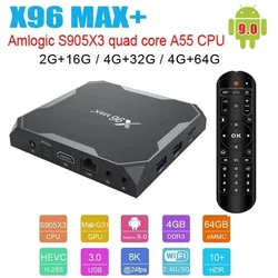 X96 MAX PLUS Android 9.0 TV BOX 4GB 64GB 32GB Amlogic S905X3 2GB 16GB 8K Video Player Wifi Youtube HD Netflix 100M/1000M 8K