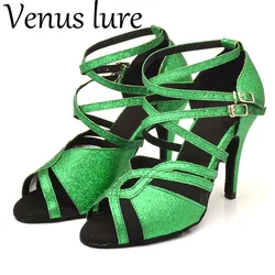 Venus Lure Glitter Green Latin Dance Sandal for Women High Heel 10CM Dancing Shoes Customized Heel