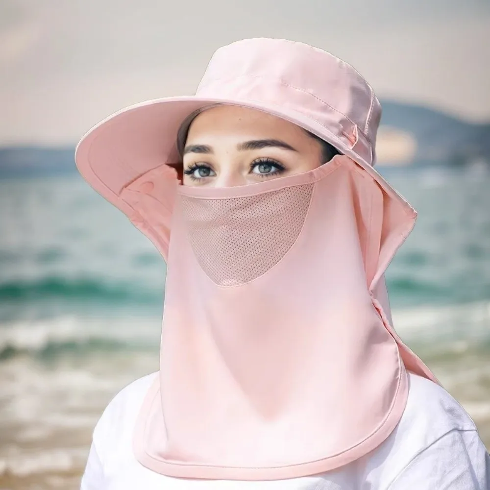 

Fashion Caps Mask Set Sunscreen Sun Hat Wide Brim Sun Protection Bucket Hat Neck Flap Neck Protection Fisherman Hat Outdoor