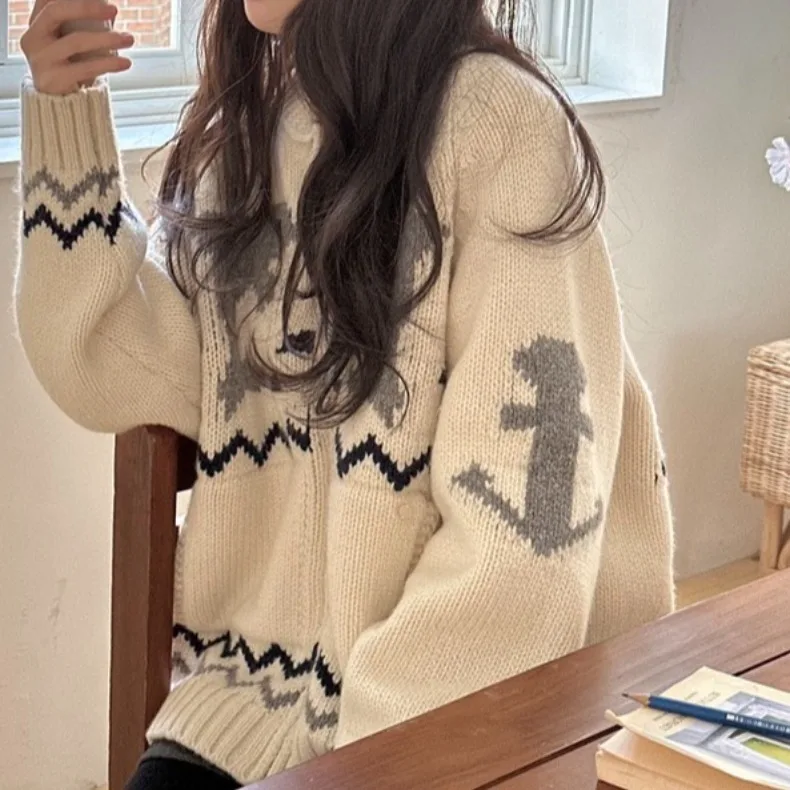 Chic automne hiver fermeture éclair longue Sve tricots femmes Faionable Vintage Design décontracté Sle coupe régulière exclusive en ligne