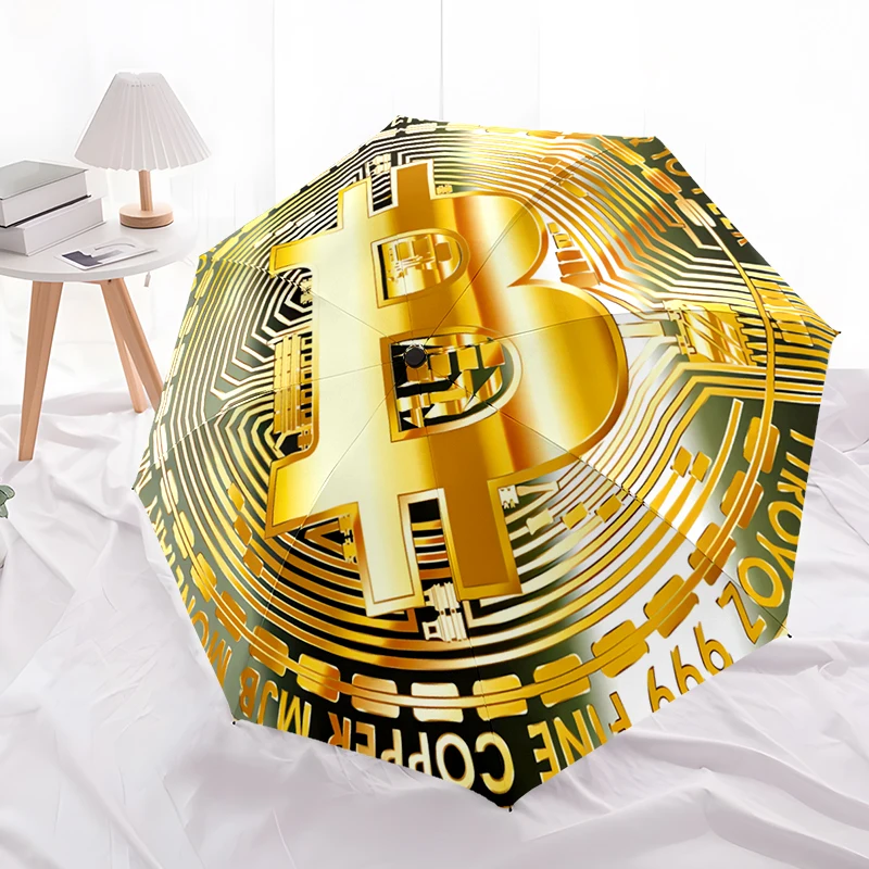 Money Theme Design Folding Umbrella - Fashionable Auto-Open Design 8 Iron Ribs Plastic Handle Foldable Sunshade，Perfect Gifts