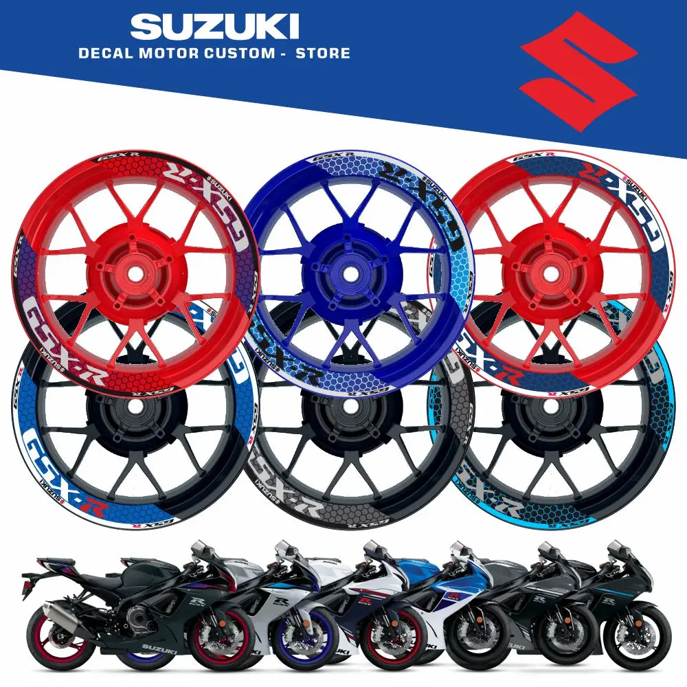 

8 шт. наклейки в полоску для переднего + заднего обода, наклейки на колеса, наклейки из 2 частей для SUZUKI GSXR GSX-R 600 750 600Z 750Z