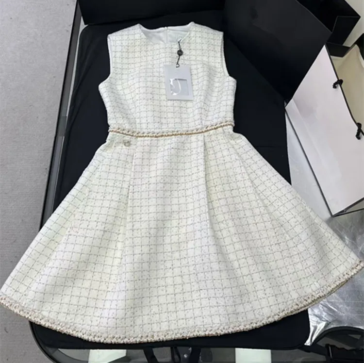 Customization European women's fashion 2026 spring new styles Seven-quarter sleeve tweed top Dress set of two pieces