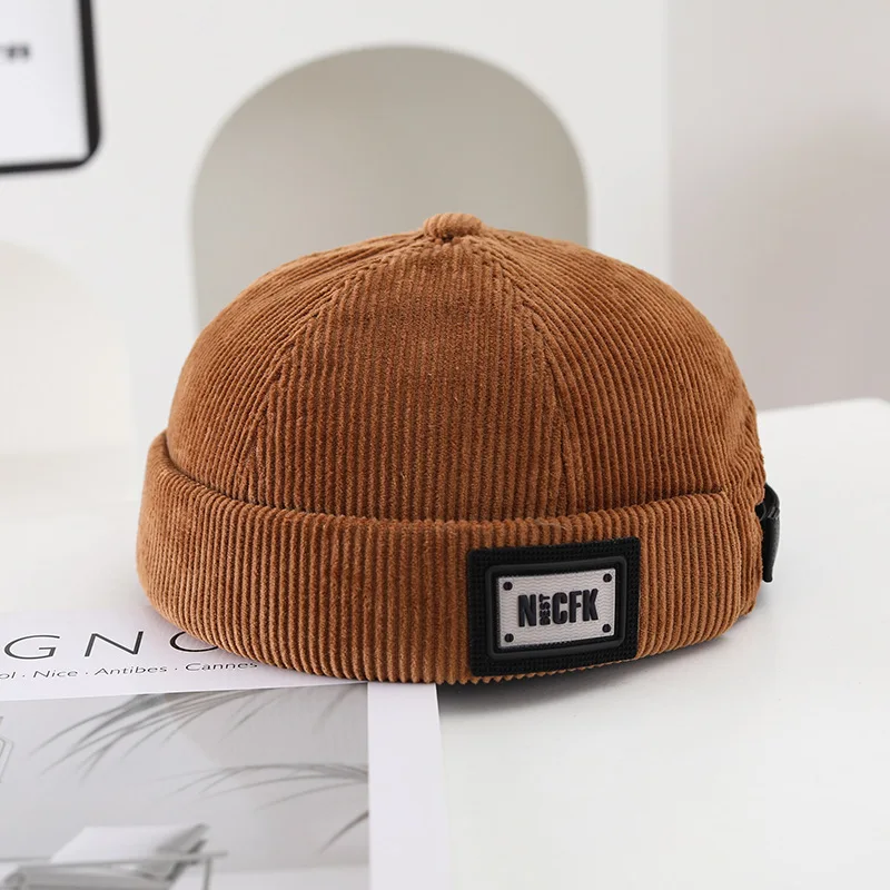 NewUnisex Cord Einfarbig Brimless Caps für Männer Frauen Street Hip Hop Hüte Retro Beanie Docker Caps Einstellbare Kuppel Hüte – Detail 18