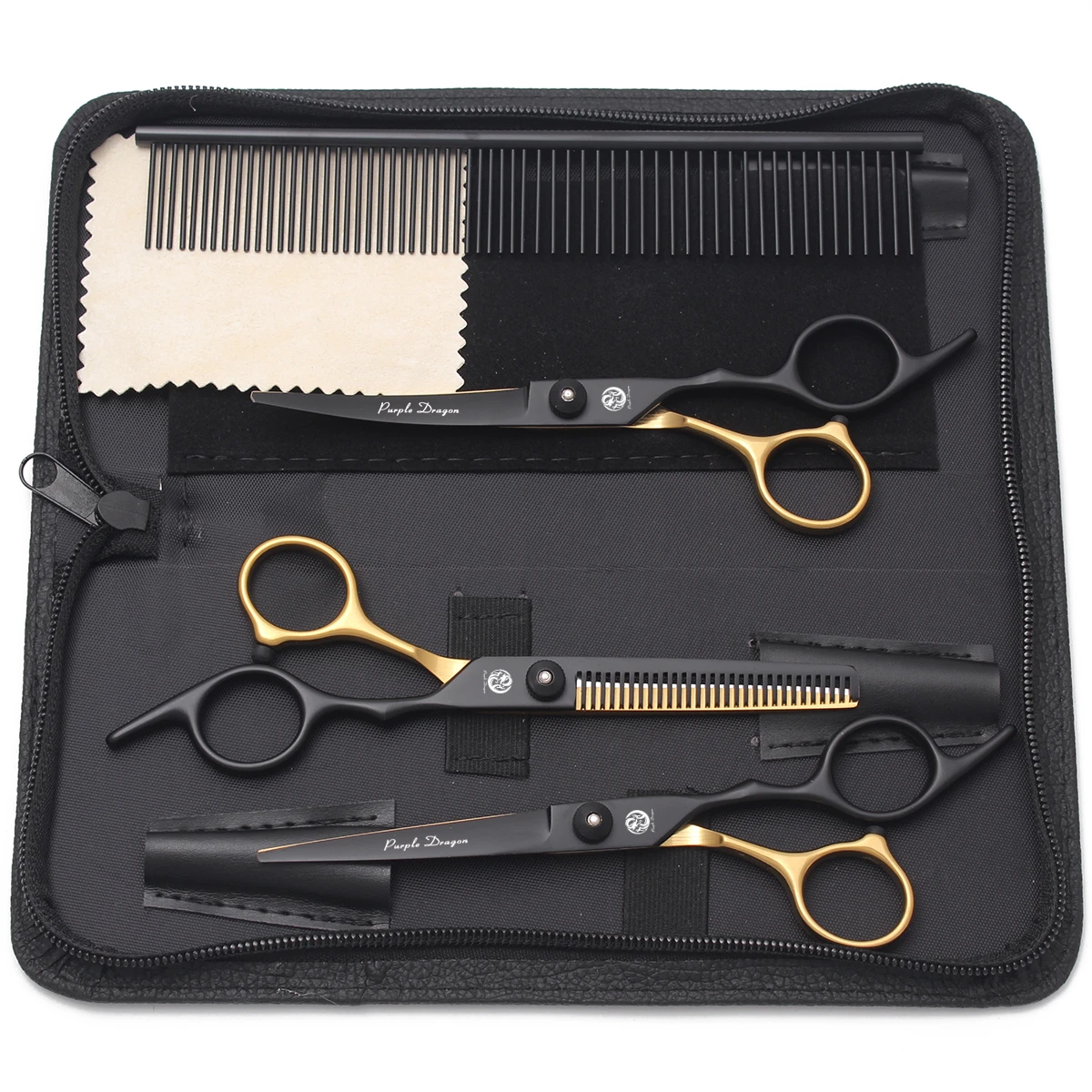 Hundepflegeschere Japan Edelstahl 6" Haustier Friseurschere Regenbogen Hund gebogene Schere Effilierschere Schönheitskamm Z3002 – Detail 4