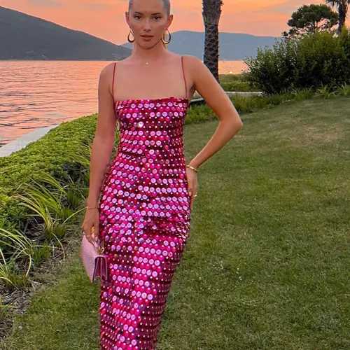 Imagen 2 del producto Vestidos irregulares con cuentas para Mujer, Vestidos sexys y picantes a la moda, Vestidos De Fiesta para Mujer con lentejuelas, vestido bohemio colorido De verano