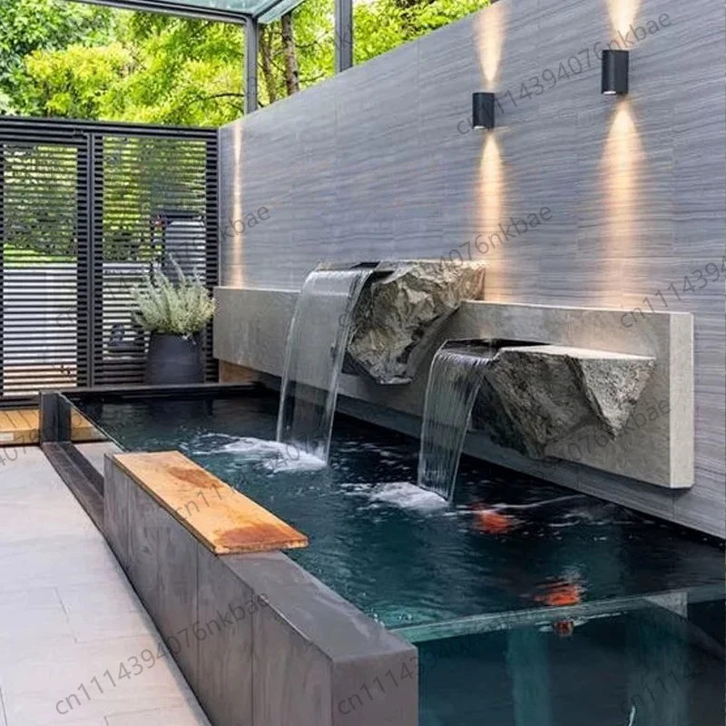 304 Stainless Steel Pond Waterfall Spillway Kit, With Pump & Corrugated Tubing Garden Fountain