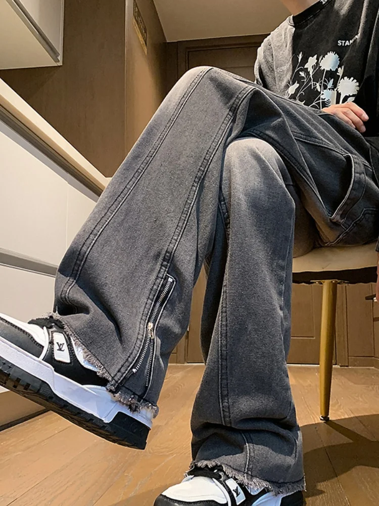 

American Style Men's Summer Thin Straight Leg Wide Leg Jeans Casual Loose Fit Jeans Trendy Large Size Cotton Polyester Blend