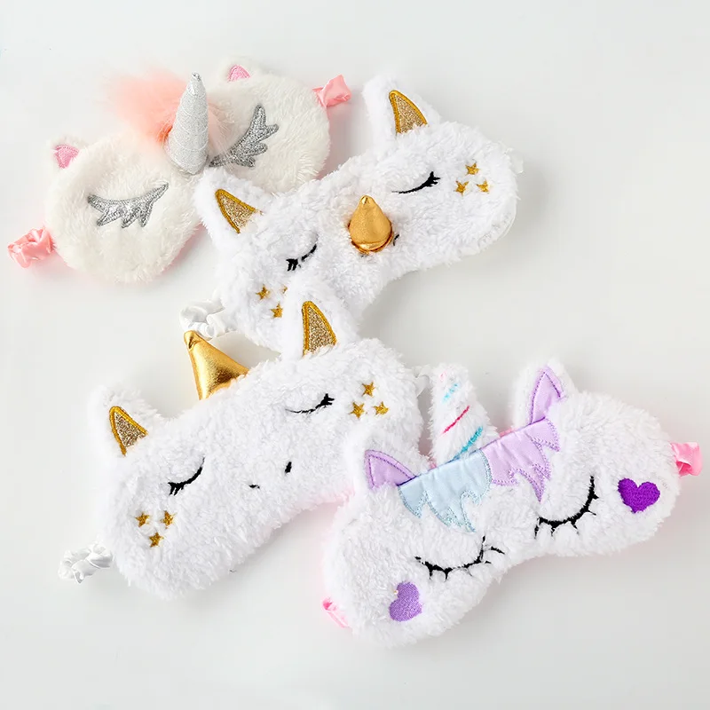 Cute Cartoon Unicorn Party Anime Sleeping Mask for Kids Adult Pony Christmas Gift Soft Cloud Plush Sleeping Eye Band Eyepatchs
