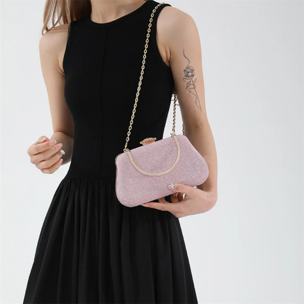 Elegant Evening Clutch Bag Women Fashion Chain Shoulder Crossbody Bags Luxury Rhinestones Party Dinner Handbag Glitter Bling Bag