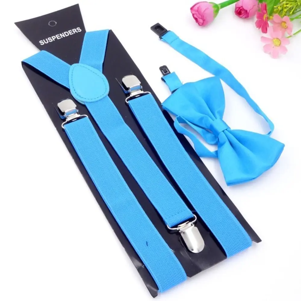 Solid Color Elastic Leather Suspenders Braces Men Women Black Blue Red Adjustable Straps For Wedding Suit Skirt Accessories