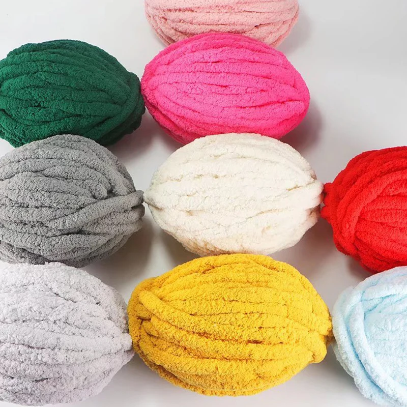 Ice Strip Thread Thick Wool Ball Handmade DIY Woven Scarf Yarn Hand-woven Carpet Hook Thread Fluffy Weaving Yarn