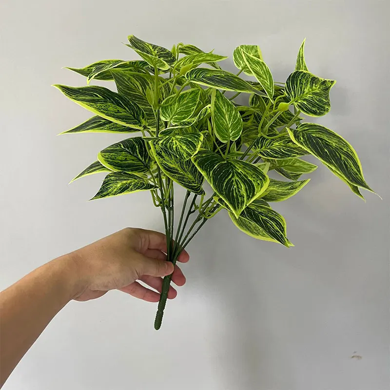 35 cm 7 Gabeln Künstliche Pflanzen Gefälschte Blatt Pflanze Wand Kunststoff Scindapsus Blätter Floral Kleine Creeper Für Home Garten Büro decor – Detail 6