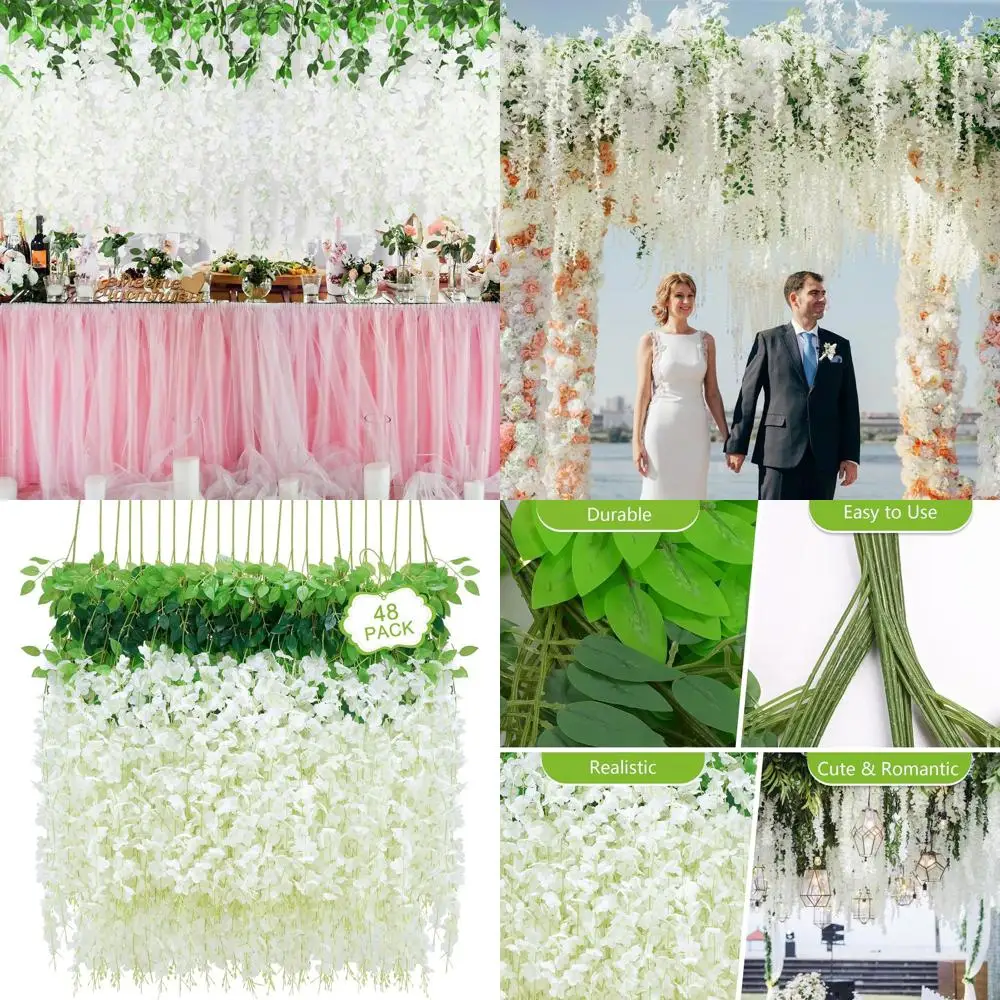 

Гирлянда из 48 искусственных цветков белой глицинии для свадеб, вечеринок и декора дома и сада