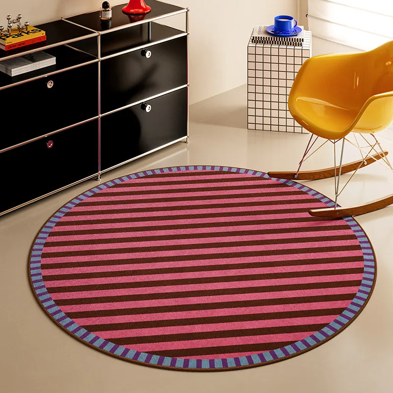 

Ковры с линейным узором для гостиной, противоскользящий коврик для гардеробной, круглый ковер в дофаминовых цветах для декора спальни, моющийся напольный коврик для отдыха