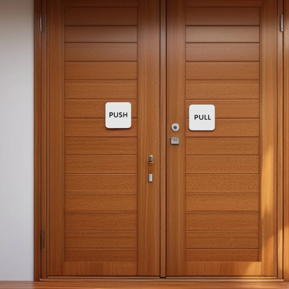 

2 Pairs Logo Sticker Acrylic Sign Stickers Door Office Pull Push Moving Message Open Signs Business