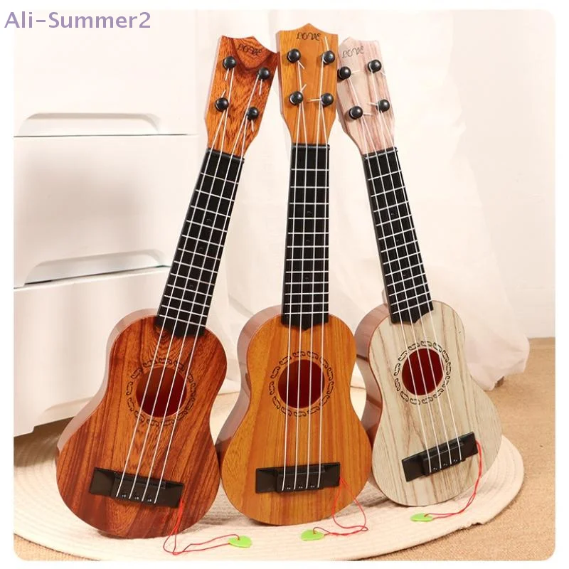 {Summer2} 26/35cm Guitar Toy for Kids Learning, Yukrili Musical Instrument  with Four Strings & Paddles