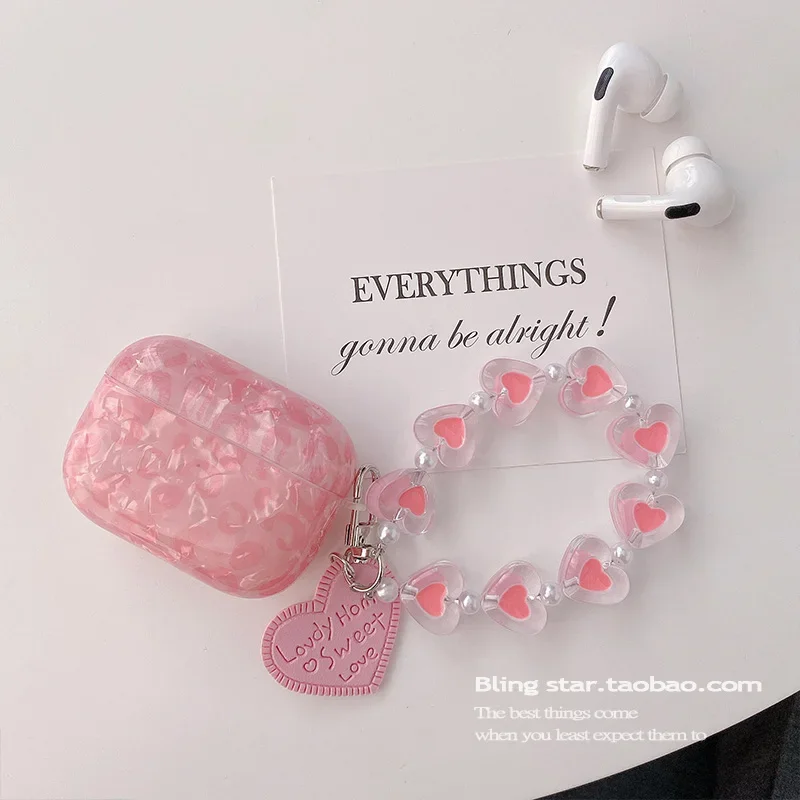 เคสสำหรับ airpods 2ชิ้นเคส3rd ลายเสือดาวสีชมพูเคสโซ่ความรักสำหรับ Apple airpods Pro 2กรอบป้องกันหูฟังเคสนิ่ม fundas