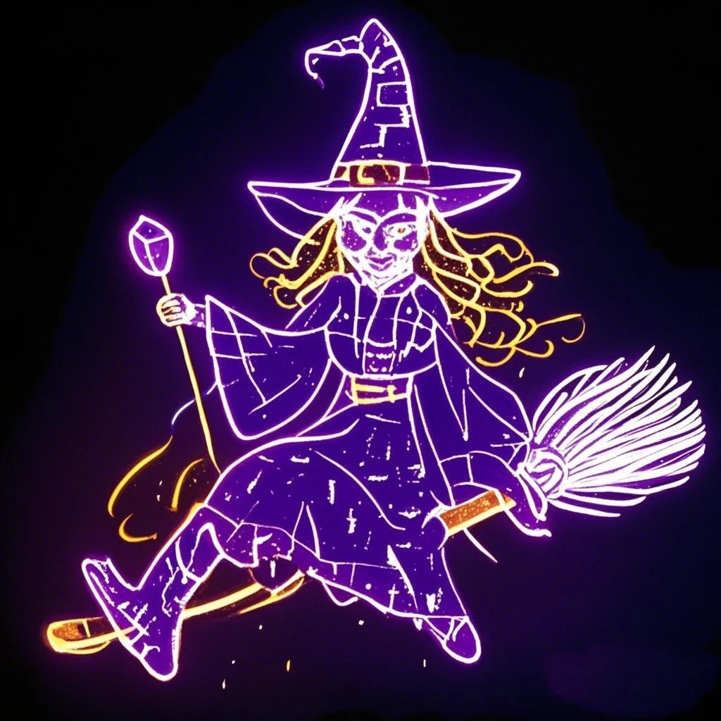 Custom Design Halloween Witch Silhouette & Glowing Pumpkin PVC String Lights-Waterproof Outdoor Garden Landscape Farm Decor