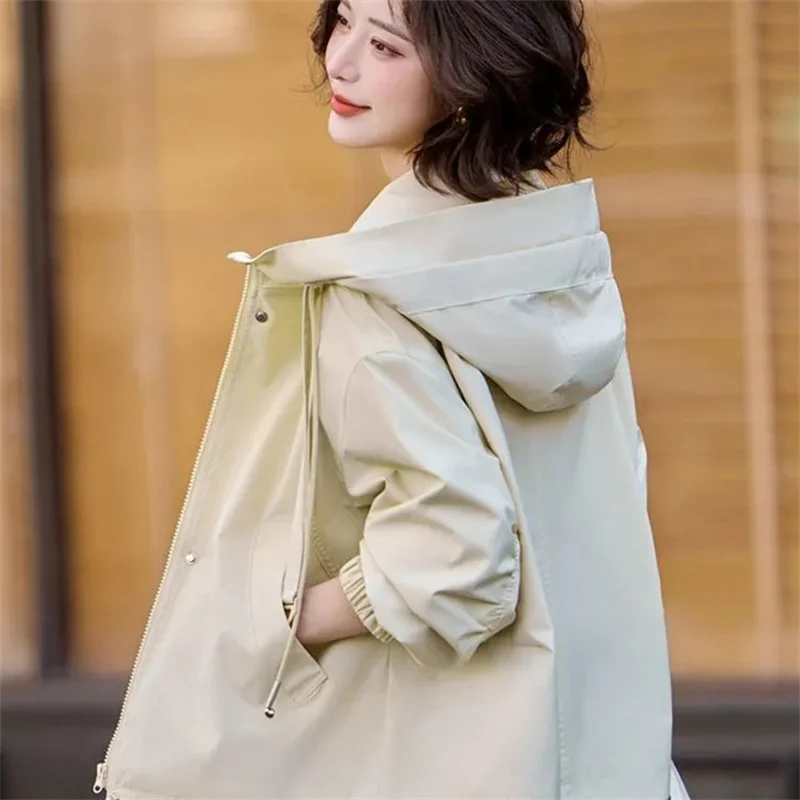 윈드브레이커 코트 여성용 2026 봄 가을 신상 후드 캐주얼 재킷 짧은 출퇴근용 루즈 아우터 패션 여성용 외투 상의