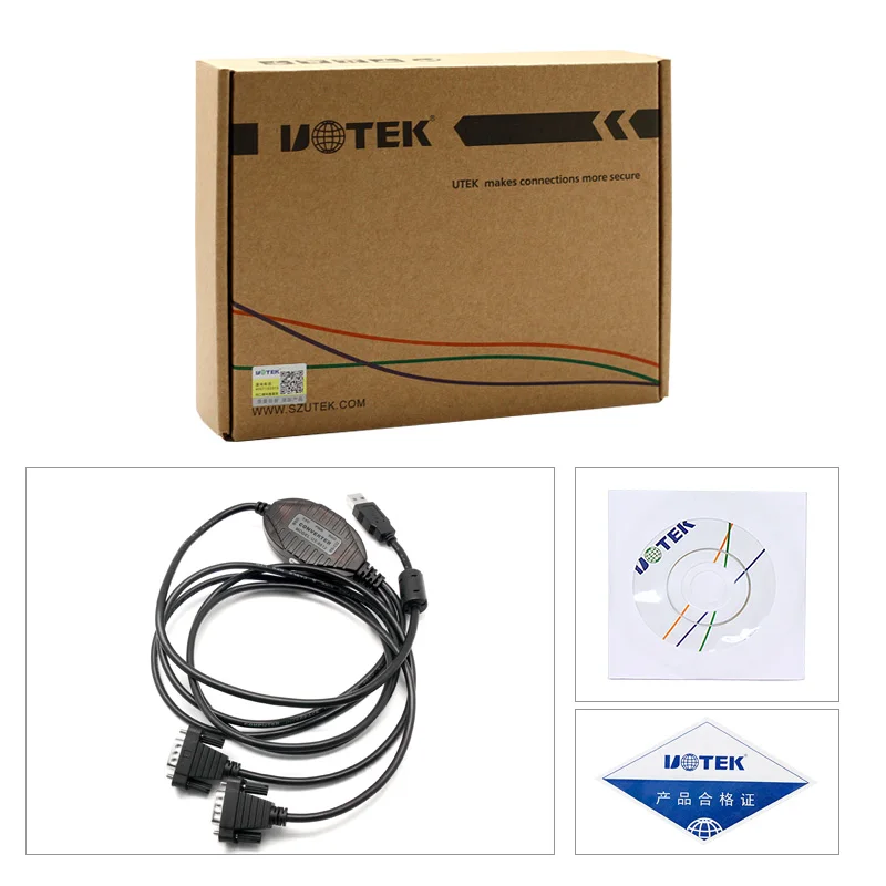 UOTEK Convertitore da USB a 2 porte RS-232 Cavo USB 2.0 di livello industriale Connettore di espansione DB9 Com Adattatore UT-8812