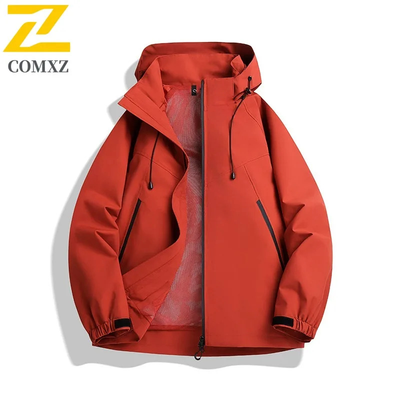 

COMXZ 2025 Men Women Spring Autumn Outdoor Windproof Waterproof Jacket Lightweight Windbreaker Couple Sportswear Hiking Skiing