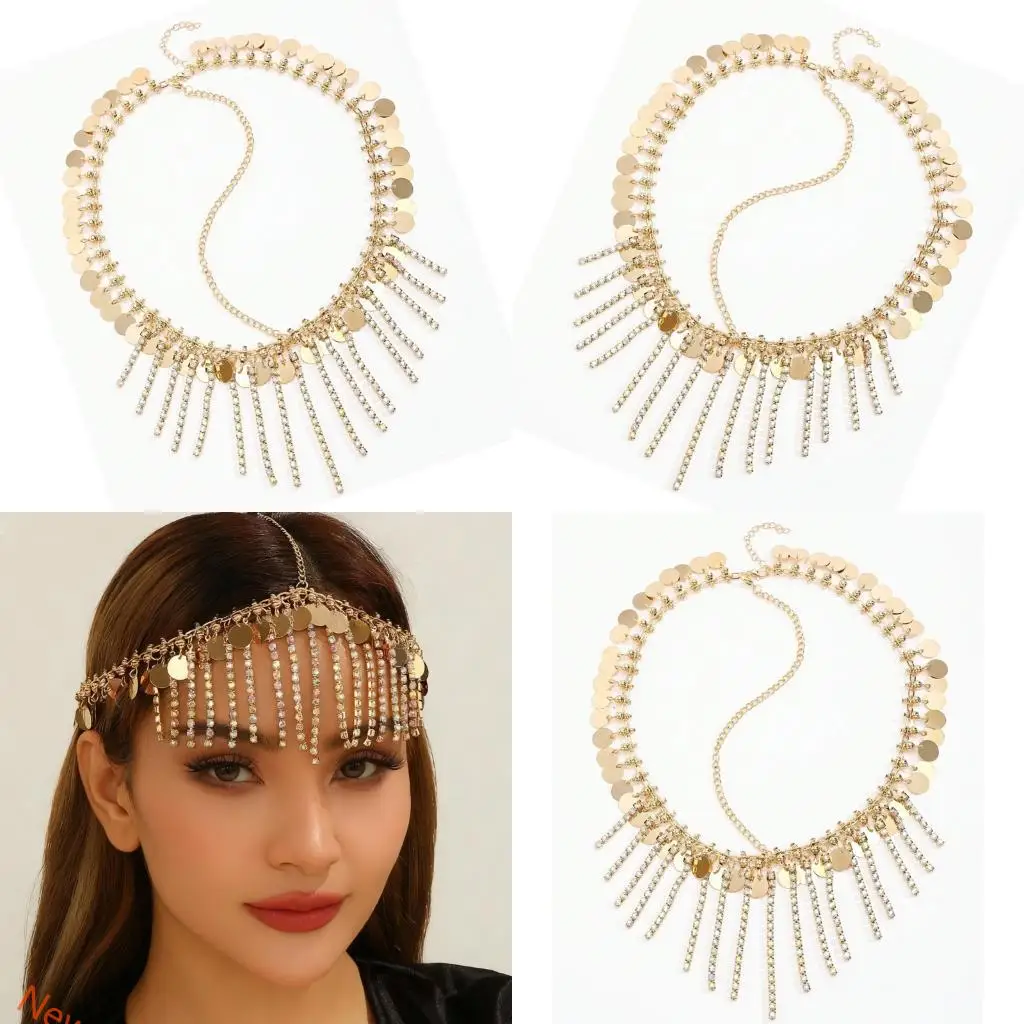 

Bridal Head Jewelry With Rhinestones and Sequins For Prom Night And Beach Event LXAD