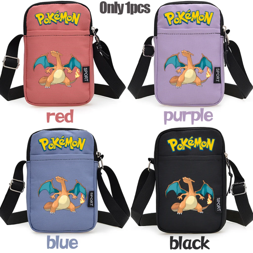 Anime Poke mon Card Storage Wallet Purse Candy Bag Travel Handbags Black Blue Cartoon Crossbody Shoulder Zipper Birthday Gift view 5