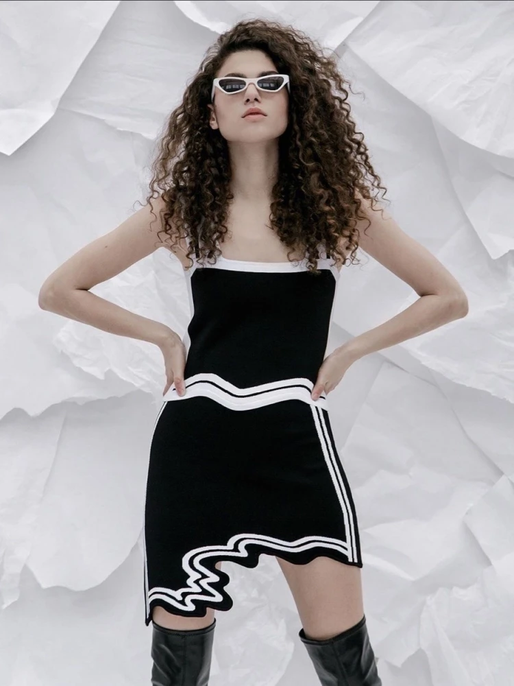 

PH5 2026, женское модное мини-платье с нерегулярным подолом, эластичная полуюбка со средней талией, вязаный топ на подтяжках, волнистая женская юбка, комплект