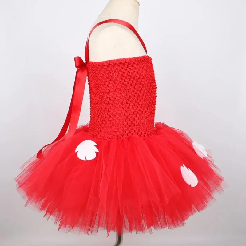 SN66 Hawaiian Princess Lilo Tutu Dress Red Leaves Baby Girls Luau Birthday Party Dress New Year Christmas Halloween Costume 2@w$