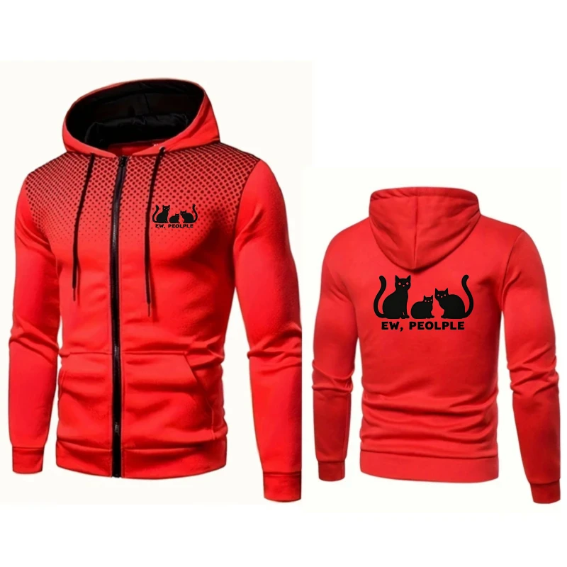 سترة رجالية بغطاء للرأس مطبوعة على شكل قطة زرقاء، تصميم مضحك للأشخاص ملابس رياضية خارجية غير رسمية للرجال #2