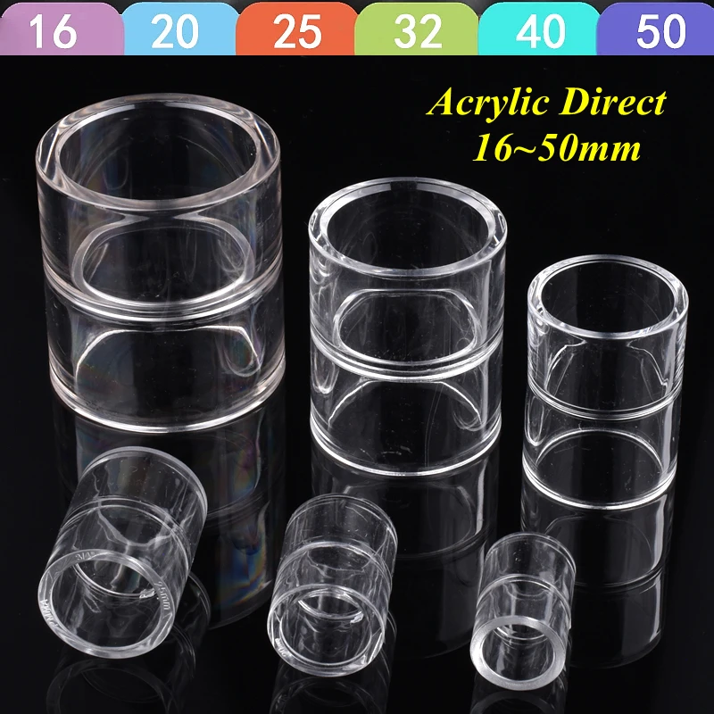Acrylic Pipe Straight Connector 16~50mm Aquarium Fish Tank PMMA Transparent Direct Garden Irrigation DIY Fittings