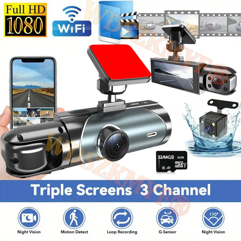 2/3 Camera Dash Cam For Cars Car DVR 1080P WIFI APP Car Dvr Video Recorder Rear View Camera G-Sensor Black Box Car Accessory