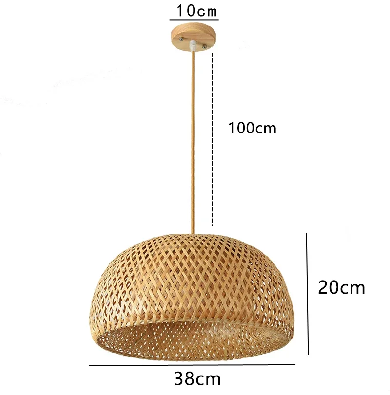 Bamboe Lantaarn 38/45Cm Hanglamp Natuurlijke Rotan Rieten E27 Kroonluchters Handgeweven Lampenkappen Verlichtingsarmatuur Hanglamp