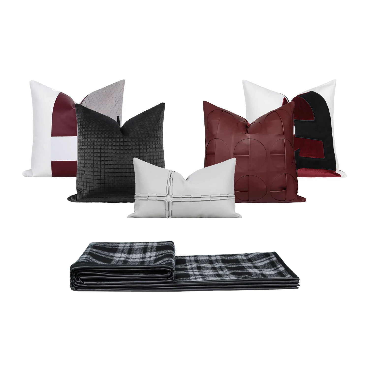 RUIYI Home furnishing soft decoration pillow light luxury villa high-end black grey wine red pillow cover sofa cushion pillow co