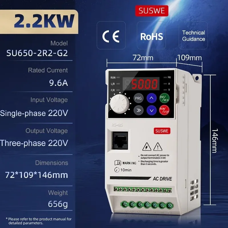 VFD 0,75/1,5/2,2/4/5,5kW/15kW Ingang 220V/380V, Driefasige uitgang 220V/380V Vectorfrequentieomvormer, Motorsnelheidsregelaar