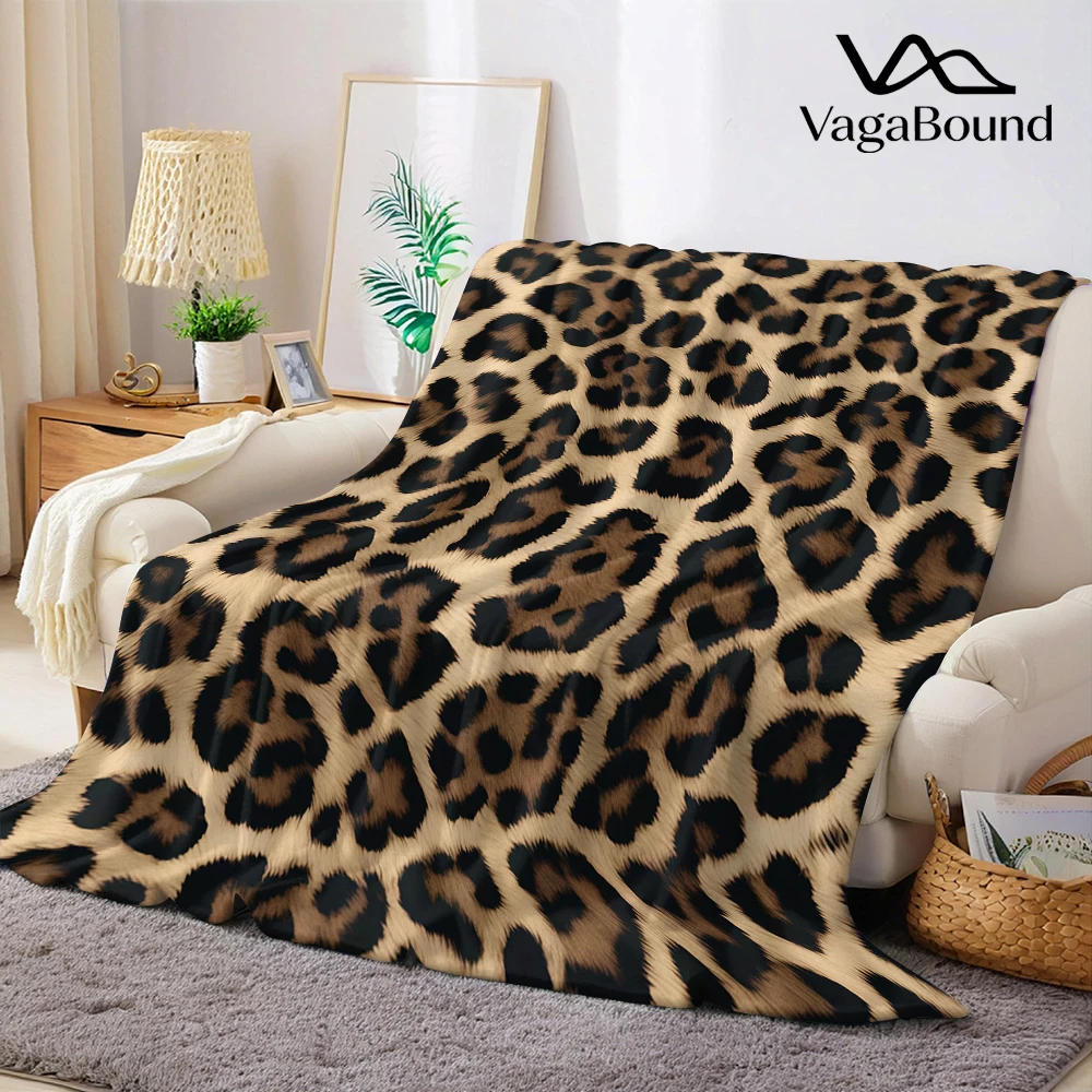 Leopard Shadow Flannel Blanket Warm Soft Halloween Christmas Couch Warm Cozy Decorative Decor Gift for All Season