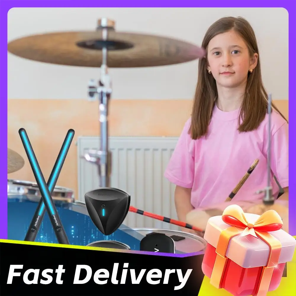 

Портативный комплект воздушных барабанов, сенсор для ног, адаптер для воздушных барабанов с поддержкой Bluetooth, виртуальные барабанные палочки для начинающих и профессионалов