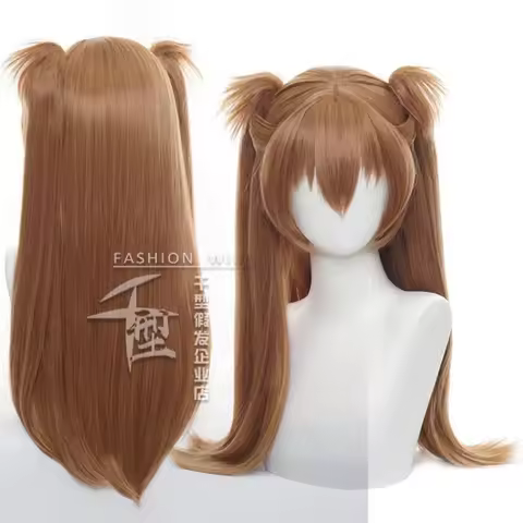 Anime Eva Asuka Langley Soryu Cosplay Wig Brown Long Hair Heat Resistant Synthetic Halloween Party Accessories Props