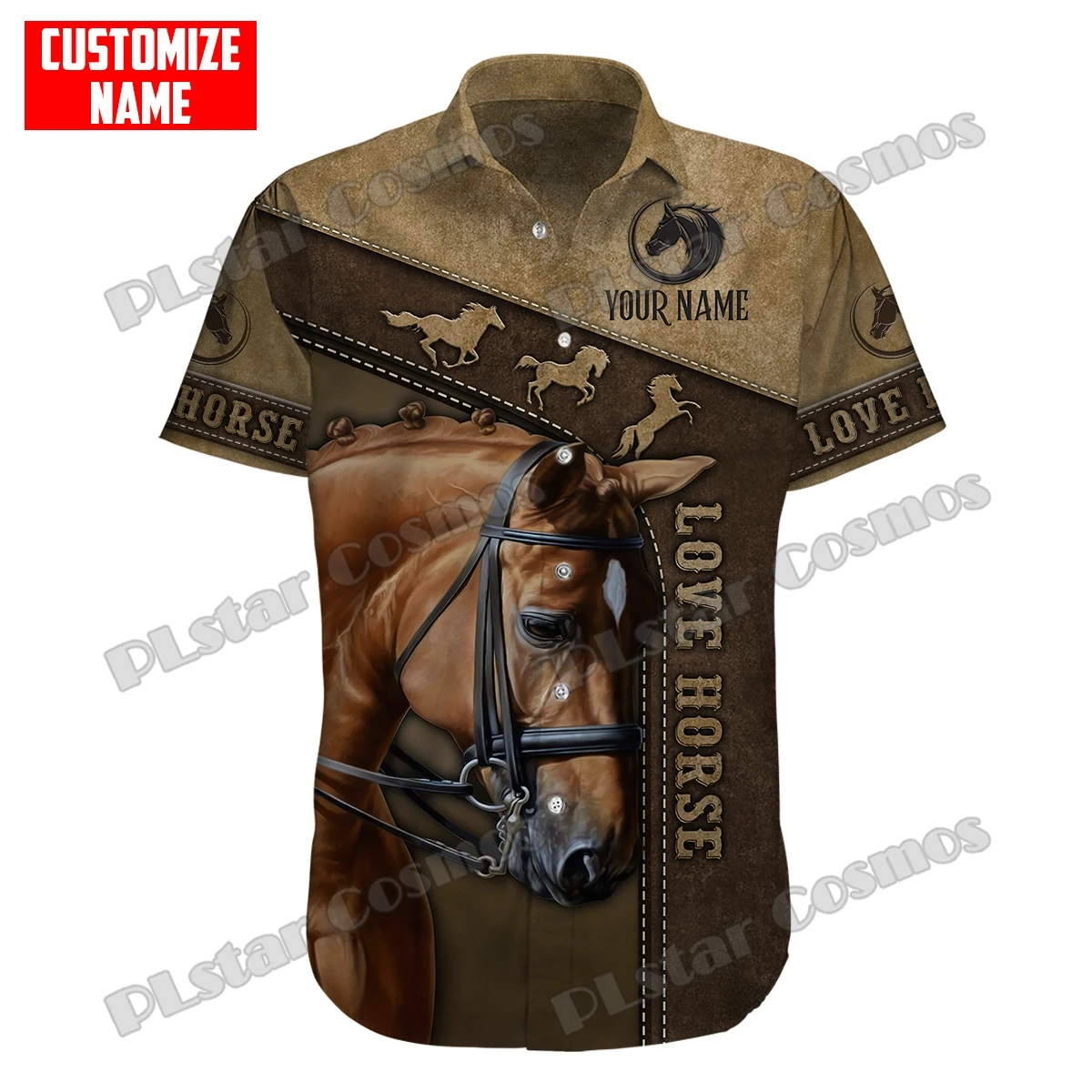 Personalized Name Love Horse 3D Printed Fashion Men's Hawaiian Shirt Unisex Summer Casual Short Sleeve Button Down Shirts CY-36