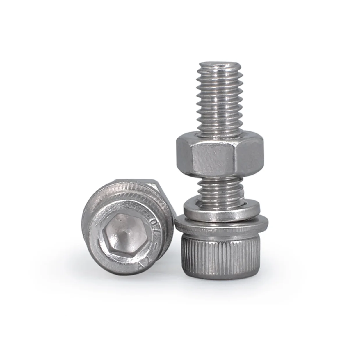 304 SS Cup Head Hex Socket Screw Nut Flat Washer Spring Washer Combination M2-16