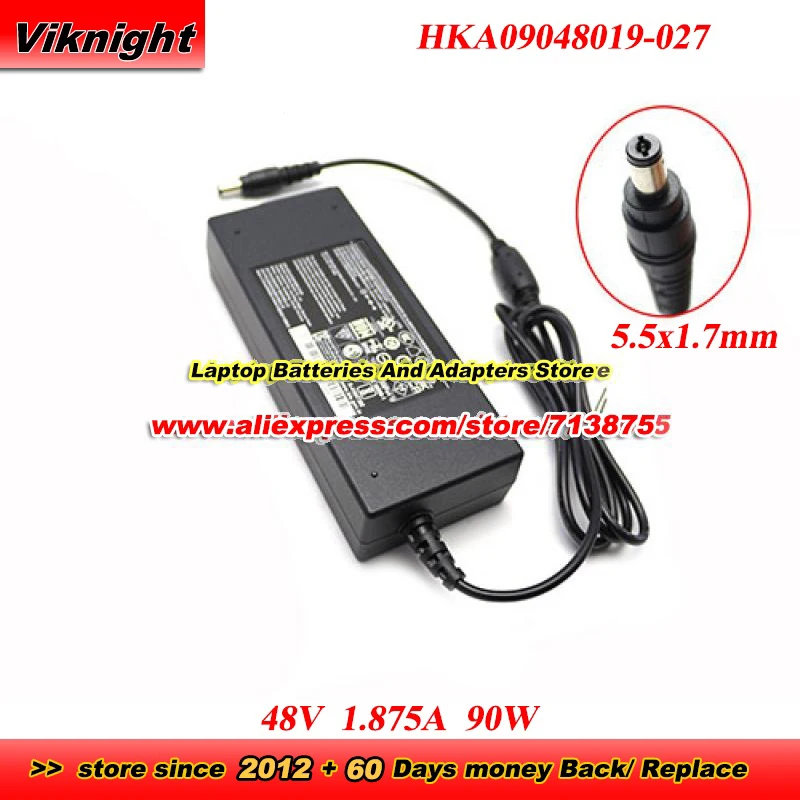 

HKA09048019-027 48В 1.875А 90Вт 5.5x1.7мм AC адаптер для Hikvision NVR-108H-D/8P POE NVR DS-7204HQHI-K1/P TURO HD DVR DS-7208