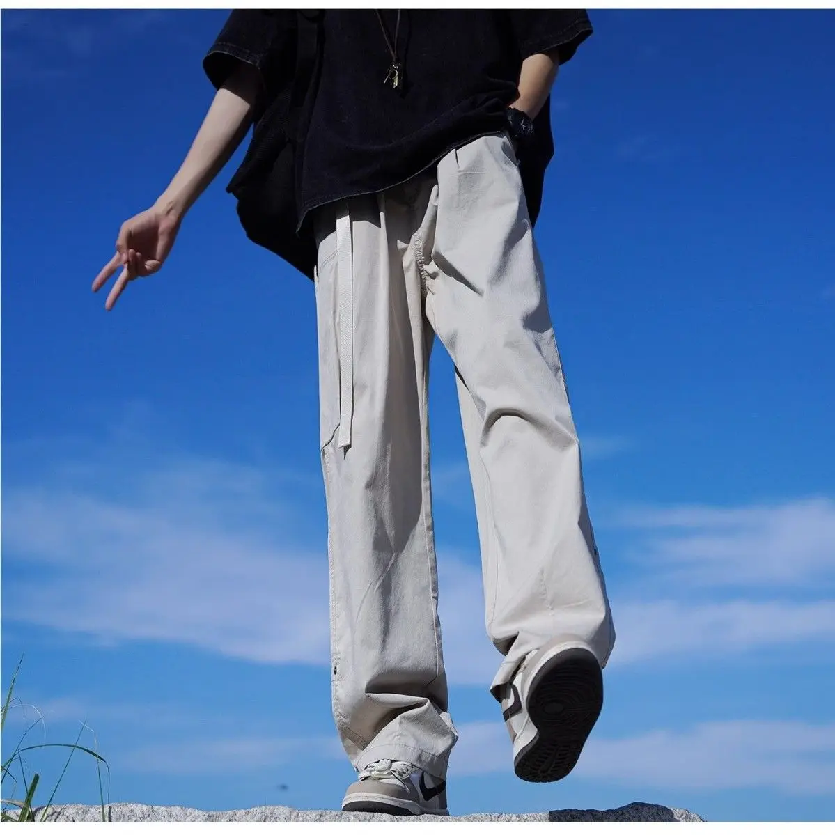 American Streamer Workwear Men Autumn 2025 New Loose Straight Wide-leg Casual Pants